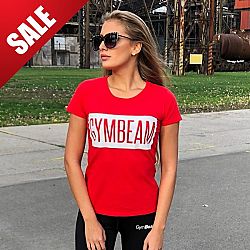 GymBeam Dámske tričko Box Logo Red White S