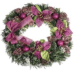 HTH Ozdobený vianočný veniec pr. 30 cm ružová