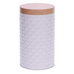 Plechová dóza Wooden pr. 11 cm, biela