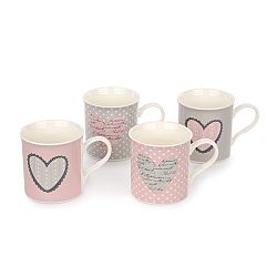 Sada hrnčekov Srdce 300 ml, 4 ks, porcelán