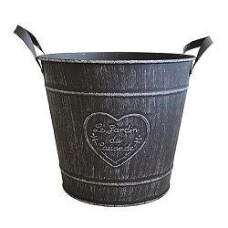 StarDeco Plechový kvetináč sivá, 22 cm