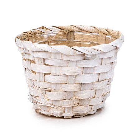 Bambusový obal na kvetináč biela, pr. 14 cm