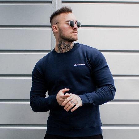GymBeam Mikina Basic Blue White blue M