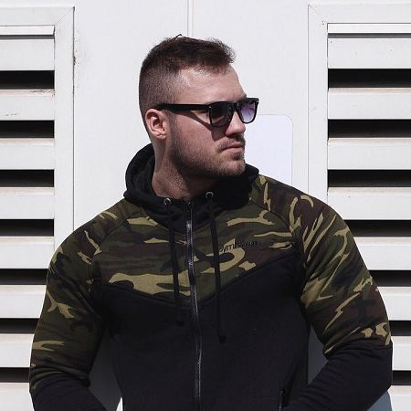 GymBeam Mikina Camo Green camo L