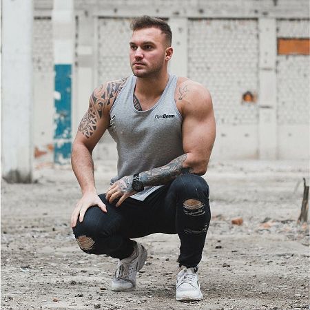 GymBeam Tielko Ripped Tank Top Grey grey XL