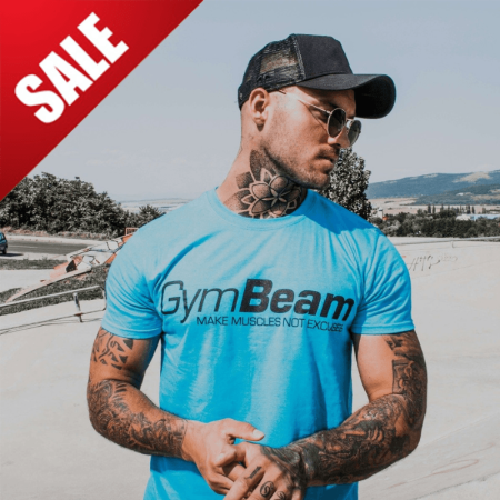 GymBeam Tričko Make Muscles Tropical Blue L