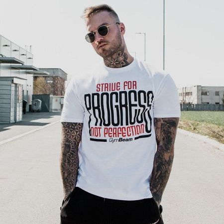 GymBeam Tričko Progress White XL