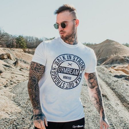 GymBeam Tričko Walk In Strong White XXL
