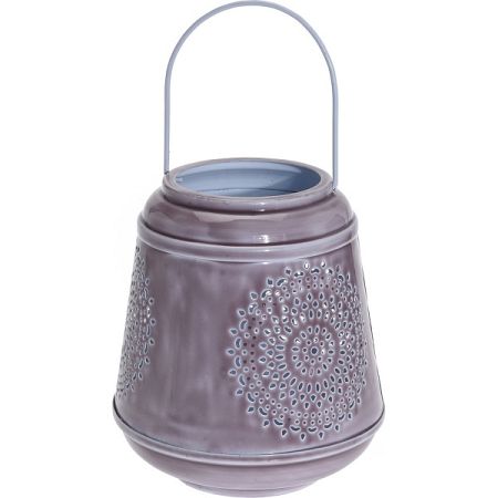 Hliníkový lampáš Larmes fialová, 19 cm