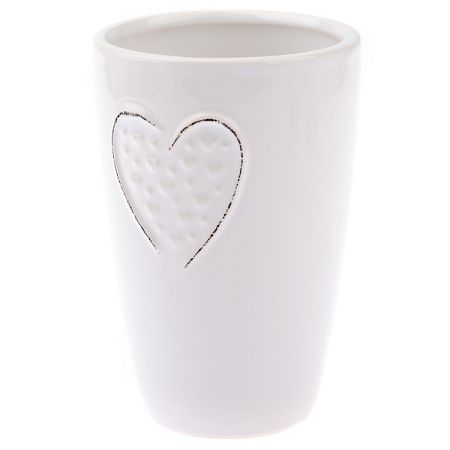 Keramická váza Little hearts biela, 14,5 cm