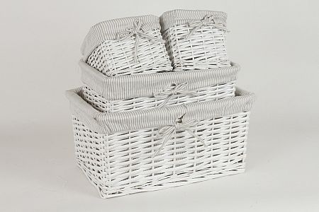 Košík prútený, sada 4 ks biela, LIS11-268-WH