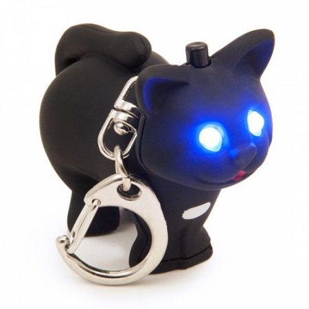 LED kľúčenka Mačička, čierna