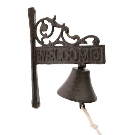 Liatinový zvonček Welcome, 17 x 21 x 9 cm
