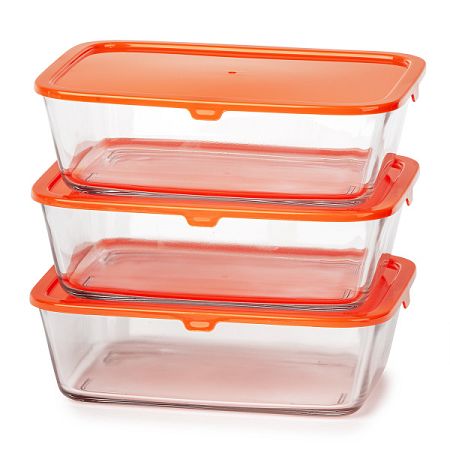 Mäser Sada sklenených dóz Basics, 3 ks, červená
