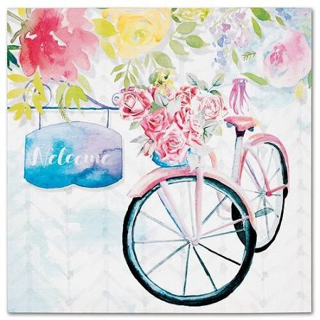 Obraz na plátne Bicycle with roses, 28 x 28 cm