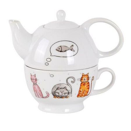 Toro Porcelánová kanvička so šálkou Mačka