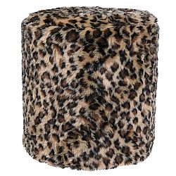 Koopman Taburet z umelej kožušiny Leopard, 31 x 34 cm
