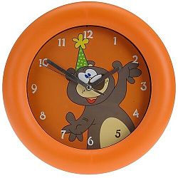 Nástenné hodiny Teddy bear oranžová, 26 cm